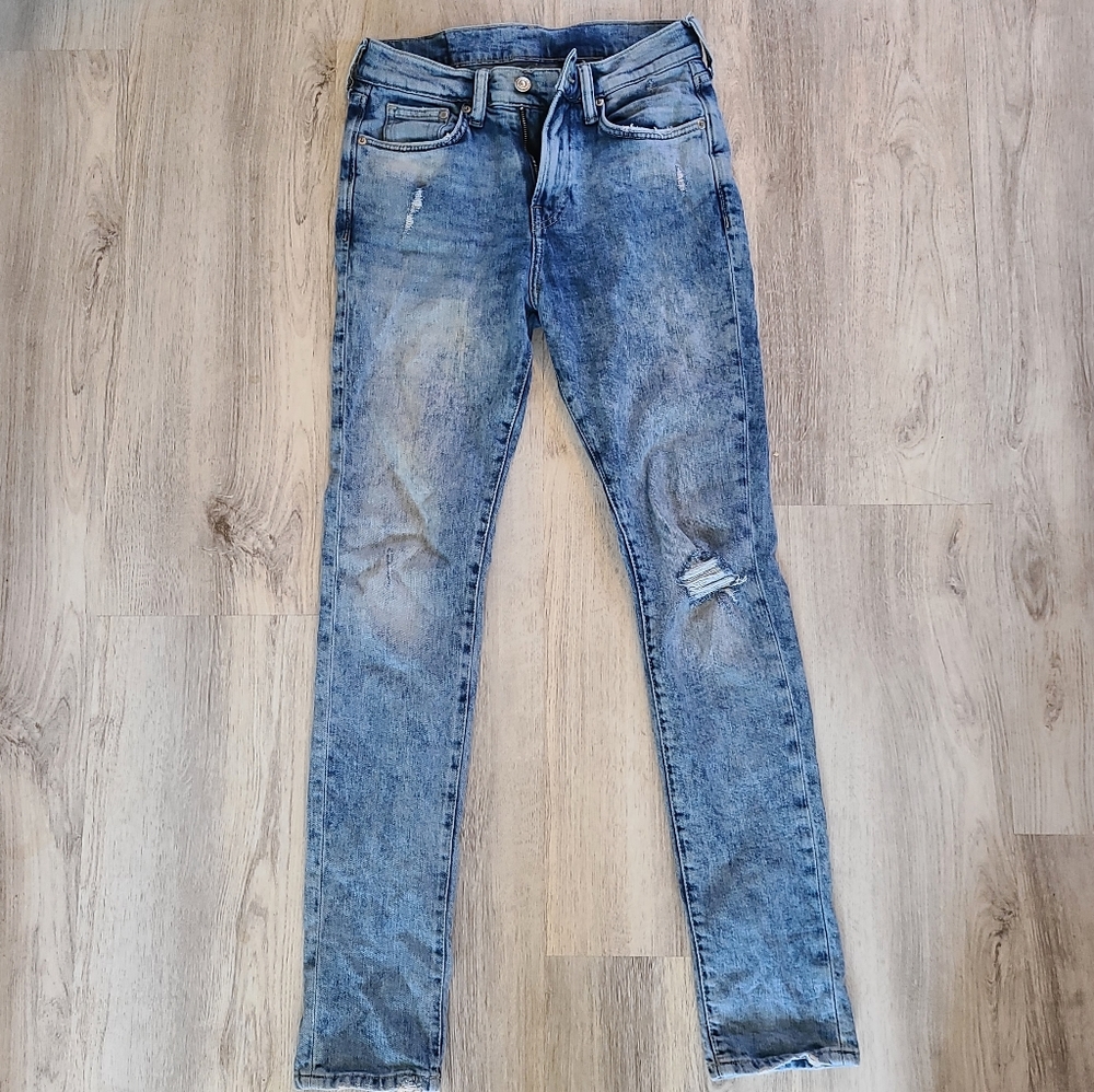 H&M skinny ripped blue jeans